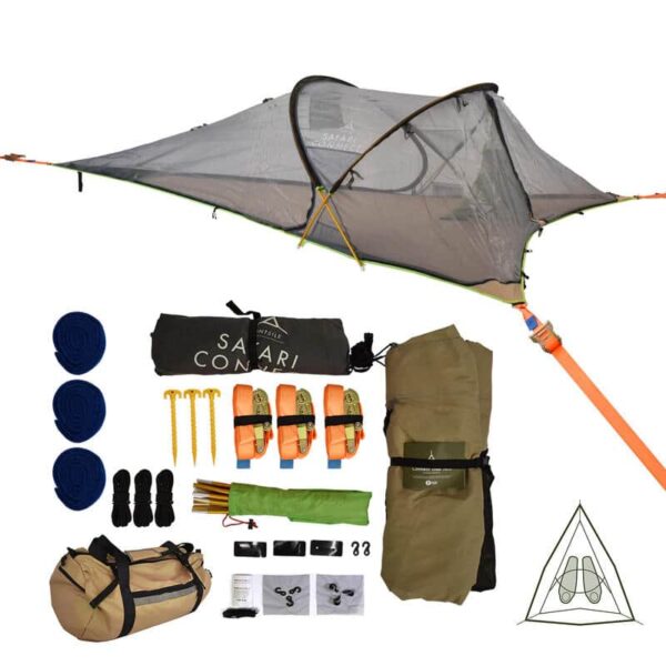 tente safari connect 3.0 pour trekking vol arboré pour 1 2 personnes et hamac