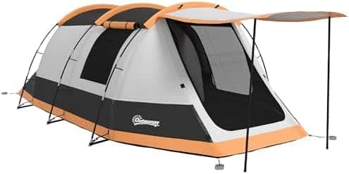 tente de camping outsunny pliable et imperméable avec 2 chambres