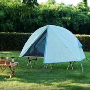 tente de camping étanche avec lit hors sol pliable