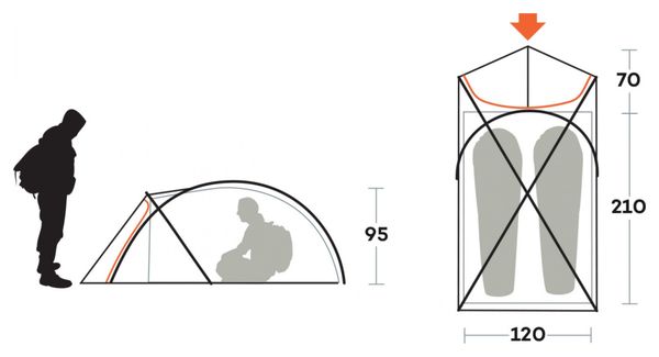 tente 2 personnes ferrino namika 2 orange
