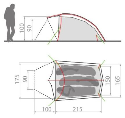 tente 3 personnes vaude allround taurus 3p vert