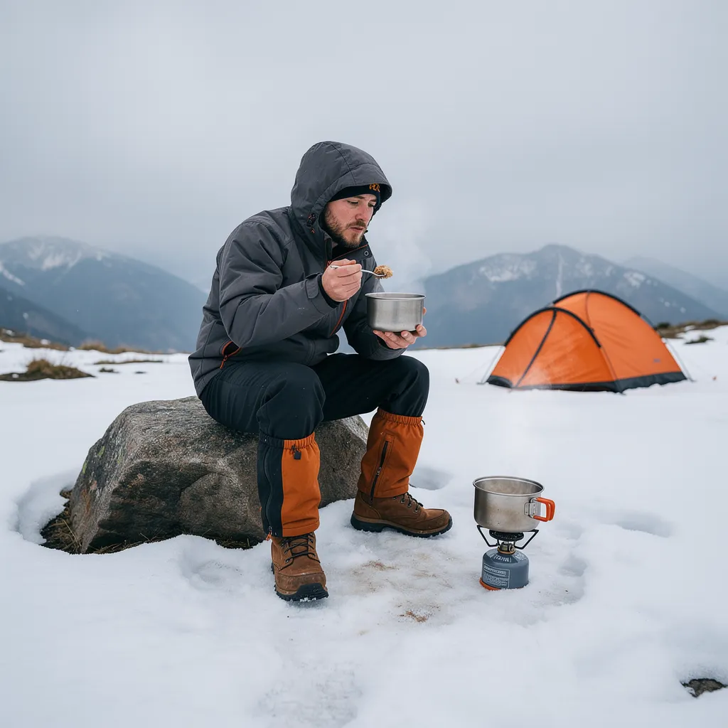 randonner et manger par grand froid